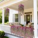 ZFProcess Artificial Hanging Flowers for Outdoors, 2 Pcs Fake Hanging Plant Spring Summer Decor, UV Resistant No Fade Realistic Faux Flower for Front Door Porch Planter Patio Garden Yard(Purple)