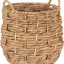 Kate and Laurel Livia Modern Woven Storage Basket, 13 x 13, Natural Water Hyacinth, Boho Wicker Basket for Use as Nursery Storage, Mini Laundry Basket, or Living Room Blanket Basket
