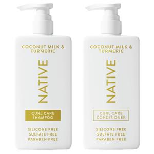Native Coconut & Turmeric Shampoo and Conditioner Contain Naturally Derived Ingredients | All Hair Types, Color & Treated, Fine to Dry Damaged, Sulfate & Dye Free - 2-Pack