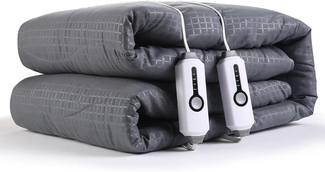 SUNNY HEAT Electric Mattress Pad Queen Size 60''80'', 4 Heating Levels & 10 Hour Auto Shut Off, Elastic Deep Pocket, Warm and Soft Comfort Fabric, Machine Washable, Grey (Gray)