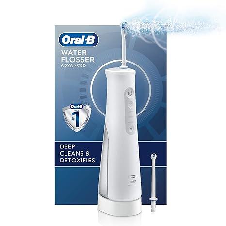 OralB Water Flosser Advanced, Cordless Portable Oral Irrigator Handle with 2 Nozzles