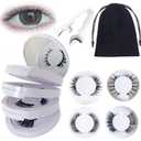 Giana Magnetic Eyelashes with Applicator, Magnetic Eyelashes Natural Look, 4 Pairs No Glue Needed Reusable and Easy to Wear and Remove