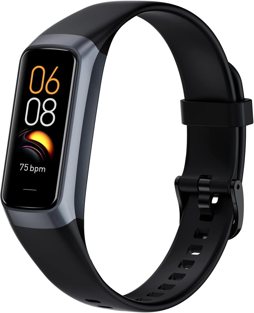 Fitness Tracker with 24/7 Heart Rate Blood Oxygen Sleep Monitor,Activity Tracker with 1.1" AMOLED Touch Color Screen, Multiple Sport Modes Step Counter,IP68 Waterproof for Women Men (Black)