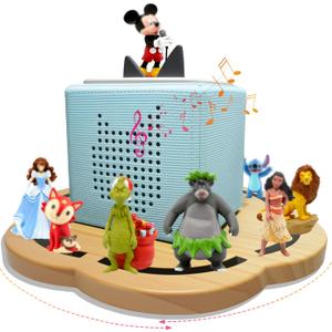 360 Rotating Magnetic Wooden Tonies Shelf for Toniebox 1 & 2, Pine Petal-Shaped, Holds 10-20 Figures, Storage Shelf for Kids' Playroom, Gift for Kids Who Love Tonies(Natural)