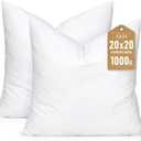 Artscope Synthetic Down Pillow Insert, 20x20 Down Alternative Throw Pillow Insert. Ultra Soft Fluffy Sleeping Pillow with 100% Cotton Cover, Decorative Pillows Set of 2-White.