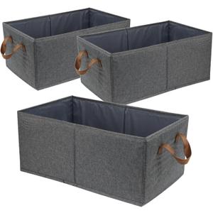 Fordonral Pack of 3 Large Capacity Storage Bins Closet Organizer System, Sturdy Foldable Storage Boxes for Organizing Clothing, Sheets, Toys, Books - Shelf Organizer Shelves Basket Storage Bin