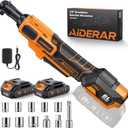 20V Brushless Cordless Ratchet Wrench 3/8", 67Ft-Lbs/ 90Nm Max Fastening Torque, 2x 2Ah Battery, 300RPM, Power Electric Ratchet Driver for Makita Battery, Set with 8 Sockets, 1/2"& 1/4"Adapter