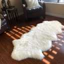 LAMBZY Genuine Sheepskin Silky Area Rug - Thick Strong Bottom Texture Easily Washable Stain Resistant Rug - Perfect for Children Living Room, Bedroom Decoration Usage - 2' x 6',60x180 cm, White