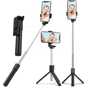 XIHAMA Selfie Stick Tripod,3 in 1 Extendable Selfie Stick with Wireless Remote,Portable Phone Tripod Stand Compatible with iPhone16 15 14,Samsung Smartphone and More (Black)