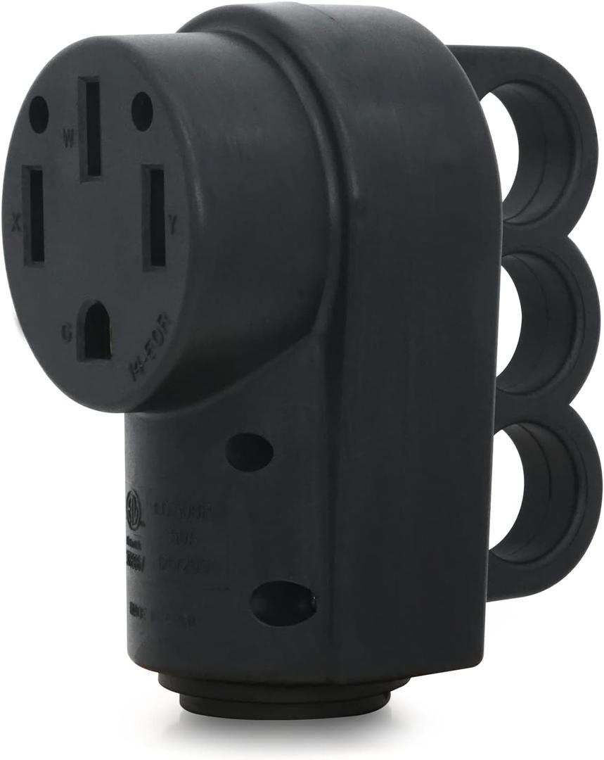 Veepeak 50 Amp RV Receptacle Female Replacement Plug NEMA 14-50R Heavy Duty 125V/250V 4 Prong Electrical Power Connector Extension Cord End with Easy to Grip Handle