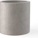 Kante 15.7" Dia Round Concrete Planter, Modern Style Large Cylindrical Plant Pot with Drainage Hole and Rubber Plug for Indoor Outdoor Patio, Weathered Concrete