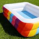 Kids Splash Pool Inflatable 74" Rectangular, Large BPA-Free PVC Kiddie Pool with Drain Plug for Ages 3-12