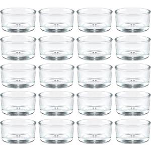 36 Pack Clear Glass Tealight Candle Holders, 1.8 Inch Wide x 1 Inch High, for 1.5" Tealights, Bulk for Wedding Centerpieces, Party, Dinner, Home Decor