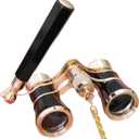 Opera Glasses Binoculars, Vintage 3X25 Mini Opera Glasses Binoculars with Adjustable Handle and Chain for Women Kids for Musical Concerts and Theater (BK)