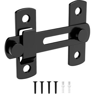 180 Degree Matte Black Bifold Latch Flip Sliding Barn Door Latches, Gate Latch for Barn Door, Sliding Door, Pet Door, Garage, Bathroom, Window, Outdoor, 1 Pack