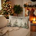 2 x Rustic Merry Christmas Tree Pillow Covers, Farmhouse Christmas Decor, Xmas Tree Forest Winter Holiday Lumbar Pillow Covers for Home Living Room Bedroom Sofa Couch,20x12 Inch,BB117 (27 Color)