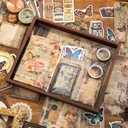 icceemee Scrapbooking Supplies Kit, Brown Garden Scrapbooking Kit for Bullet Junk Journaling, Stationery, A6 Grid Notebook, Flower DIY Journaling Supplies, Birthday Craft Gift for Teen Girls