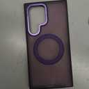 Compatible with Samsung Galaxy S24 Ultra Case with 360Rotatable Magnetic Ring Stand Compatible with Mag-Safe Military Protection Matte Translucent Phone Cases for S24 Ultra 6.8",Dark Purple