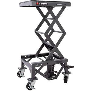 Tusk Scissor Lift Stand – Adjustable 13.75–34″ Heavy-Duty Motorcycle Lift Stand with Casters & Rubber Top Pad – Supports Up to 300 lb for Dirt Bike, ATV & UTV Maintenance
