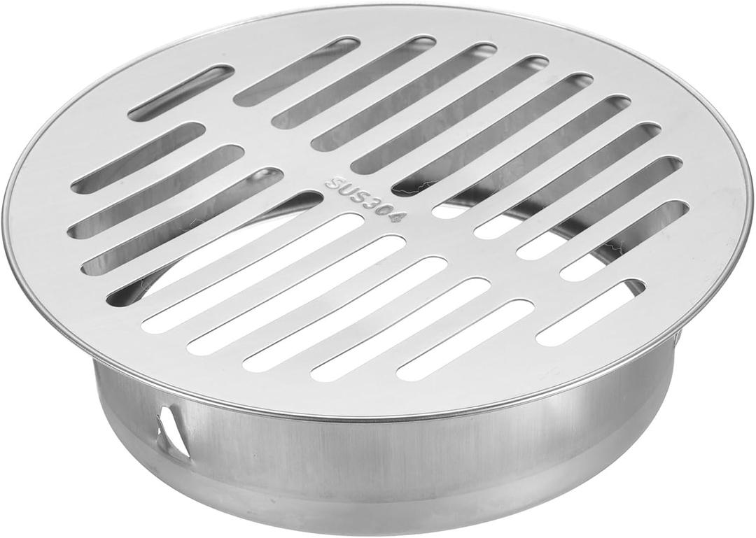 uxcell Floor Drain Cover, 5.7" 304 Stainless Steel Anti-Blocking Drain Cover Balcony Snap-in Drain Drain Strainers for Outdoor Bathroom Kitchen, 150 Flat Mouth