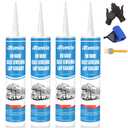RV Roof Sealant, Self-Leveling Lap Sealant White, RV Caulking for Roofing, Maintenance, Camper & Trailer Roof Leak Repair, 4 Pack
