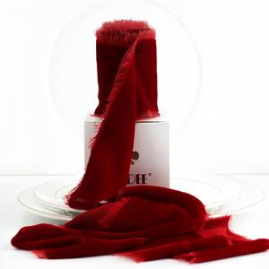 MEEDEE 3 Inch Red Fringe Silk Ribbon for Wreaths, Flower Bouquet, Photography, Dress Sash, Baby Shower, Wedding Decor (3 Yards)