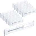 12 Pack Expandable Drawer Dividers Plastic 3.14" High Clear Adjustable Drawer Organizers Separators for Kitchen Utensils, Bedroom, Dresser, Office Organization and Storage