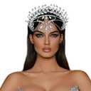 Rhinestone Bride Headband, Wedding Headpiece for Brides, Tiaras for Women Silver)