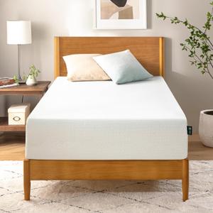 Zinus 12 Inch Twin Green Tea Memory Foam Mattress [New Version], Fiberglass Free, Medium Firm Feel, Zoned Pressure Relief, Certified Safe Foams & Fabric, Mattress in A Box (White)