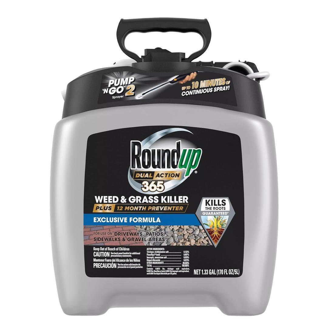 Roundup Dual Action 365 Weed & Grass Killer Plus 12 Month Preventer with Pump 'N Go 2 Sprayer, 1.33 gal.