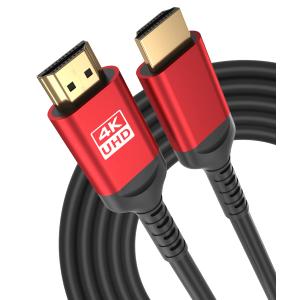 60ft 4K HDMI Cable, CL3 in-Wall Rated High Speed HDMI Cord - Supports 4K UHD @ 30Hz, HDR10, ARC, 3D, HDCP 2.2 - Long Braided HDMI Cable for Projector, Home Theater, Receiver, Laptop to TV (Red)