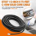87597 C-45IW Inner 1/2" X 75' 45IW Solid Core Clean Snake Cable for RIDGID
K-3800 & K-400 Drum Machines, Heavy Duty Plumbing Auger Sewer Snake for 2"–4" Lines, 87597 1/2-Inch x 75-Feet C-45IW Solid Co