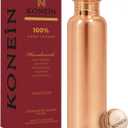 100% Copper Water Bottle, Plain Classic Finish Design, (34 Oz/1000ml), Copper Bottle for Drinking water with Nature Health Benefits, Leak-Proof, Durable & Eco-friendly, Ayurvedic water Bottle