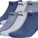 adidas Men's Athletic Cushioned 6-Pack No Show, Socks for Men (Large, Tech Indigo Blue/Grey/University Navy)