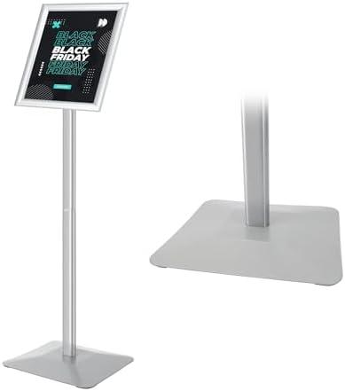 Golemas Sign Stand for Display, 11lbs Integrated Rod Heavy Duty Pedestal Floor Signage Stand Holder, for Outdoor or Indoor Advertising (8.5 x 11, Silver)