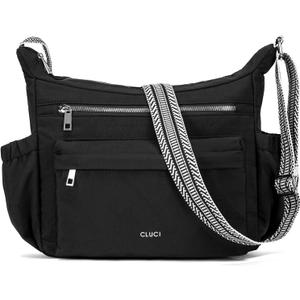 CLUCI Travel Purses for Women, Waterproof Nylon Crossbody Bags for Woman Trendy, Anti Theft Shoulder Handbags for Ladies (A5-black)