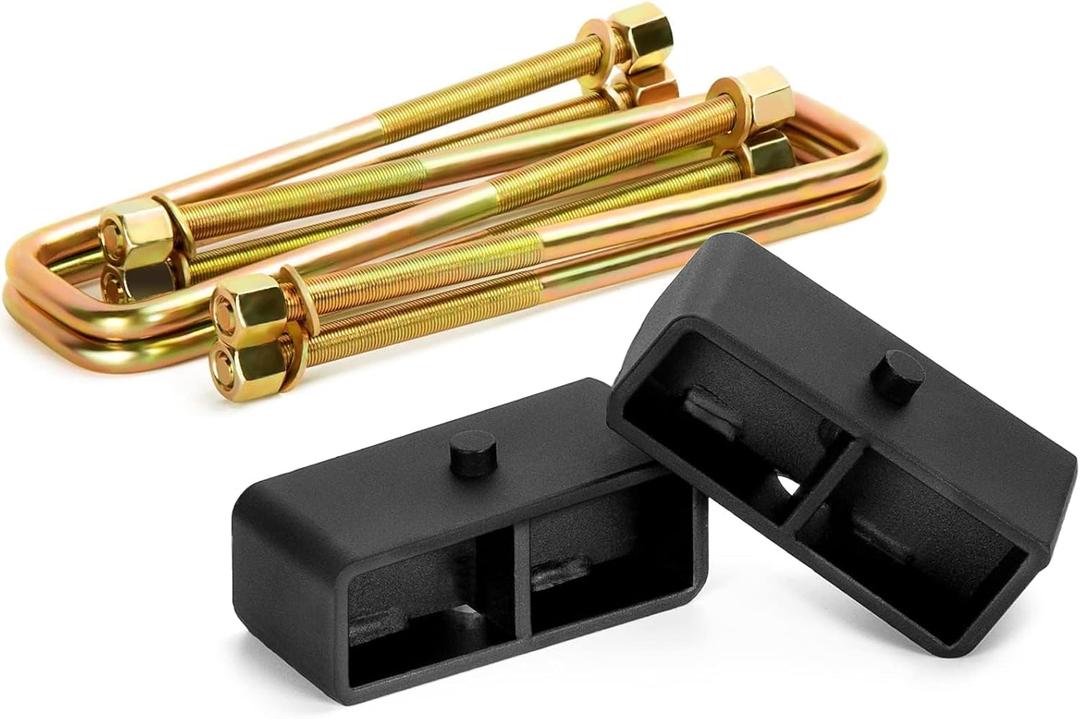 KSP 2" Rear Lift Kits for Silverado Sierra 1500 2007-2024, 2pcs Lift Block with 4pcs Extended Square U Bolts Rear Lift Sets Compatible With Chevy GMC, 2inch Rear Chassis Leveling Lift Kit