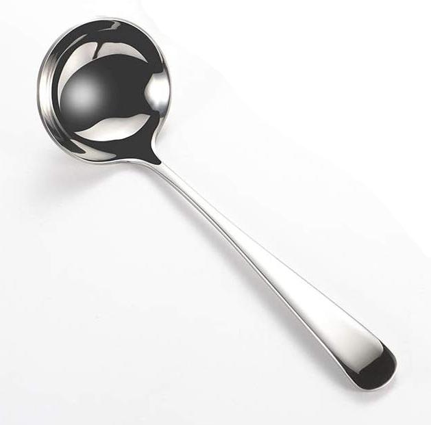 Wenkoni Small Soup Ladles, Sauce Gravy Soup Spoon Ladles, SUS 304 Non-magnetic Stainless Steel 7.6" Round (Color: Silver).