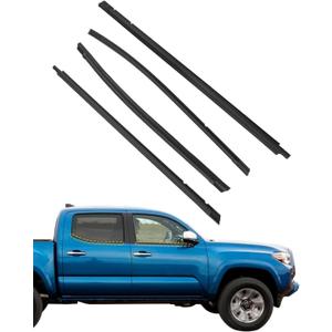Window Trim Seal, Weather Strip Belt Set, Compatible with 2005-2015 Toyota Tacoma Double Cab, 68161-04050 68162-04050 68163-04020 68164-04020, Door Window Weather Stripping, Rubber Moulding (4PCS)