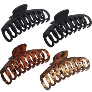 OWIIZI Large Hair Claw Clips for Women 4.3" Matte Leopard Jumbo Hair Clips Non-Slip Ponytail Barrette Strong Hold Claw Clips for Girls Long Thick Hair (4Packs) (Style 1)