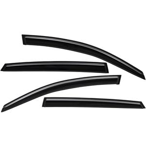 Lightronic Extra Durable Outside-Mount Auto Vent Window Visor, Fits 2012-2018 Ford Focus Sedan & Hatchback, UV Protection Rain Guard, Original Wind Deflector, No-Drill Easy Install, Dark Smoke, 4Pcs