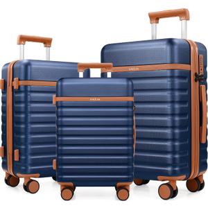 3 Piece Luggage Set, Lightweight Hardshell Large Checked Suitcase TSA Lock