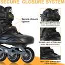 Inline Skates for Men Women, High-Performance Roller Skates Blades with Ankle Support & Aluminum Frame for Outdoor Asphalt & Indoor Fitness, 85A Wheels Smooth Ride for Beginners to Pros, Black size 8.5