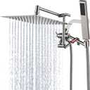 All Metal Rain Shower Head with Handheld Combo, YDmeet 10" Rainfall Shower Head, Stainless Steel Hand Wand, 3 Setting Diverter, Adjustable Extension Arm w/Lock Joints, Extra Long Hose, Brushed Nickel