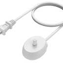LAP POW Replacement Charger Compatible with Oral B Electric Toothbrush Series 3 4 5 6 Pro 1000/3000/5000, Inductive Charging Base Portable Waterproof Power Cord Environmental ABS, Model XT-3757 White