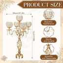 Nitial 4 Pcs 5 Arm Crystal Candelabra Centerpieces for Table 27 Inch Retro Victorian Crystal Candle Holders Bowl Table Centerpieces Decor for Wedding Banquet Valentine Dinner Party Event (Gold)