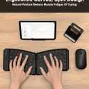 Ergonomic Foldable Keyboard and Mouse Combo, 2.4G+Dual Bluetooth Rechargeable Folding Keyboard Mouse for Travel and Business, Split Design, Portable Size for Laptop iPads Tablet Smartphone