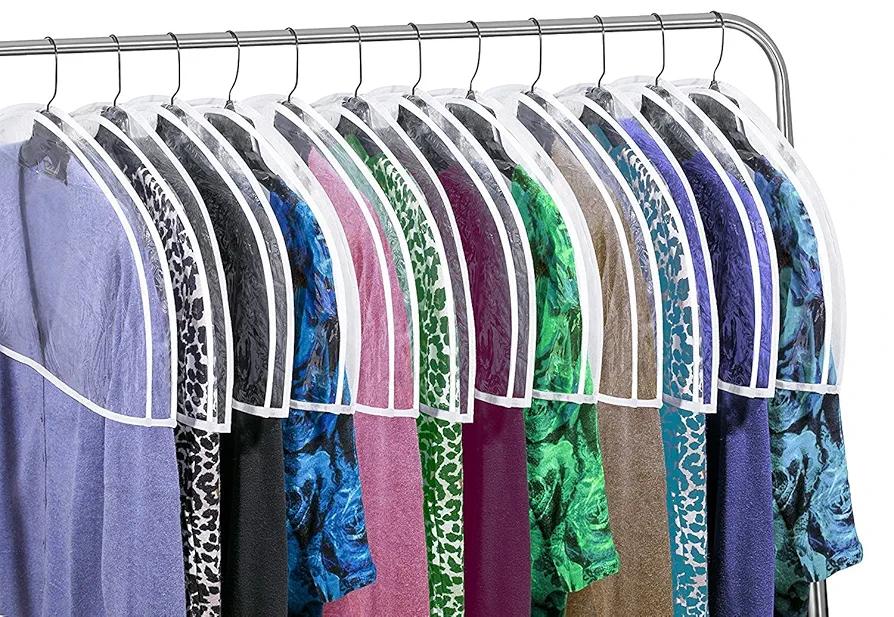 Set of 12 Clear Vinyl Home Storage Shoulder Covers, 12" H x 22" W x 2" D