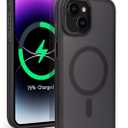 Magnetic for iPhone 15 Case 6.1inch [Military Grade Drop Protection] [Compatible with MagSafe] Slim Translucent Matte Hard Back Soft Edge Cover for iPhone 15 Phone Case, Women&Men (Black)