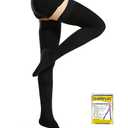 Beister 20-30 mmHg Compression Stocks Women & Men Thigh High Closed Toe Sockings for Varicose Veins, Edema, Flight (2X-Large (1 Pair), Black)